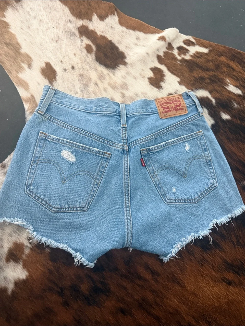 Levi's Light Blue Ripped High-Rise Denim Shorts